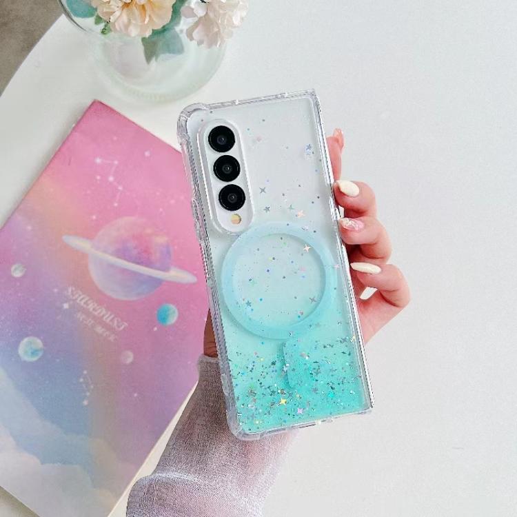 Funda protectora de TPU con purpurina Magsafe para Samsung Galaxy Z Fold6 (verde)