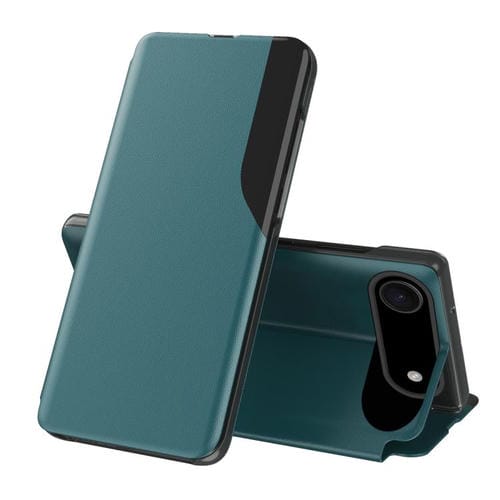 Funda de cuero con tapa y pantalla lateral para iPhone 17 Air (verde)