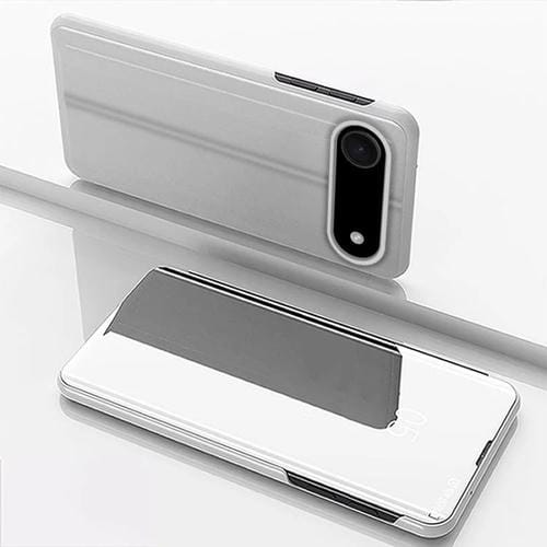 Funda de cuero con tapa horizontal y espejo plateado para iPhone 17 Air con soporte (plateada)