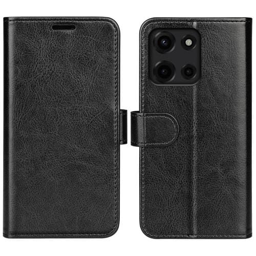Funda de Cuero con Tapa Horizontal y Textura R64 para Motorola Moto G 5G (2025) (Negro)