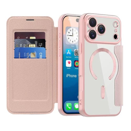Funda de cuero antirrobo MagSafe RFID para iPhone 17 Pro Max (rosa)