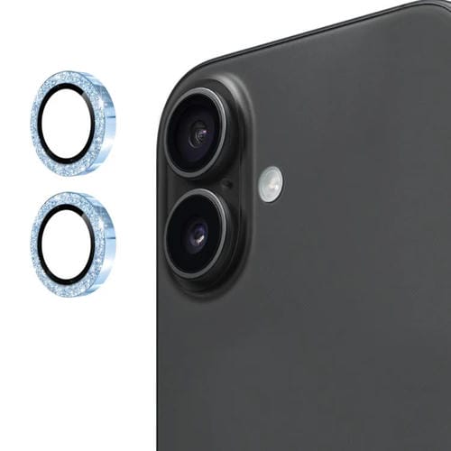 ENKAY Hat-Prince - Lente trasera con purpurina, película de vidrio templado de aleación de aluminio para iPhone 17 (azul sierra)