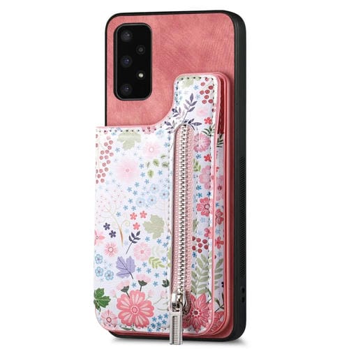 Estuche para Teléfono Samsung Galaxy A34 5G con Billetera y Cremallera Pintada Retro (Rosa)