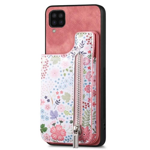 Estuche para Teléfono Samsung Galaxy M32 4G con Billetera y Cremallera Pintada Retro (Rosa)