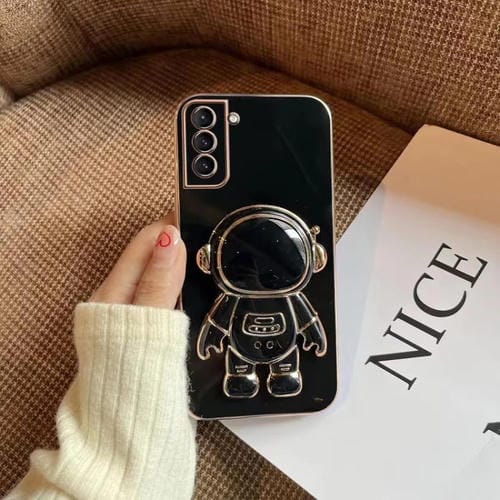 Funda para Teléfono Samsung Galaxy A15 con Soporte de Astronauta Galvanizado (Negro)