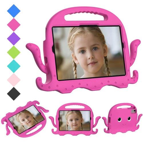 Funda Híbrida de Eva para Tablet Samsung Galaxy Tab A9+ X210/X216/X218 a Prueba de Golpes con Correa (Rosa y Rojo)