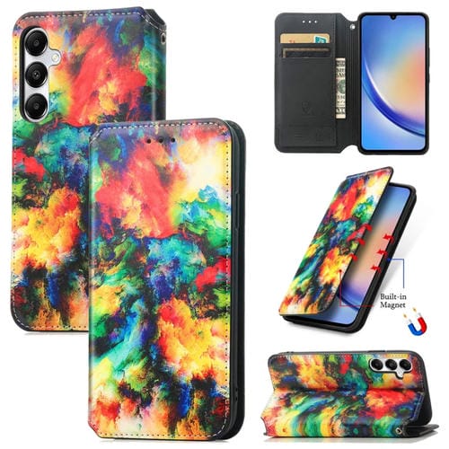 Funda para Samsung Galaxy A35 5G Caseneo Cuero Magnética Colorida (Nube Colorida)