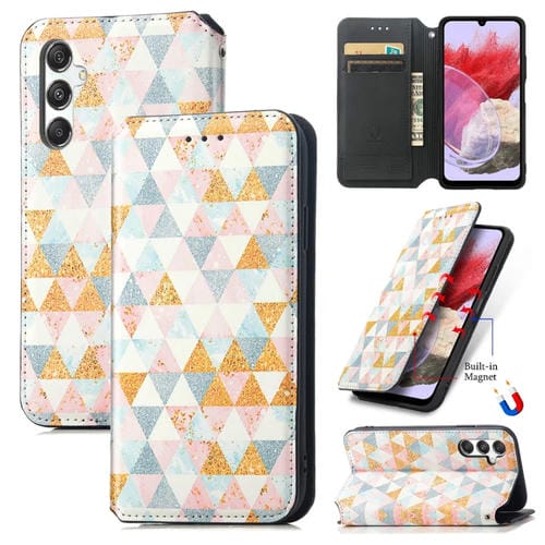 Funda para Samsung Galaxy M34 5G Caseneo Cuero Magnética Colorida (Rombo)