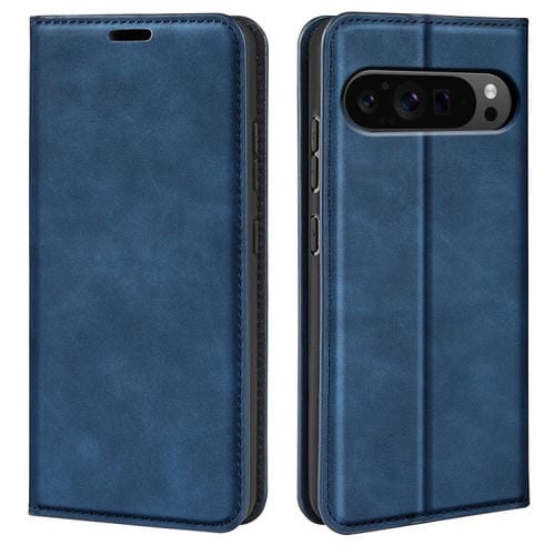 Funda de Cuero con Ventosa Magnética para Google Pixel 9 Pro XL Retro-Skin (Azul Oscuro)