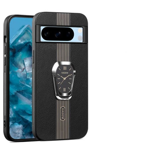 Funda Trasera de Cuero Litchi Magnética con Soporte para Google Pixel 8A (Negro)