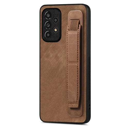 Funda Trasera Samsung Galaxy A23 Cuero con Soporte para Pulsera Retro (Marrón)