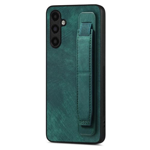 Funda trasera para Samsung Galaxy A54 5G de cuero con soporte para pulsera retro (Verde)
