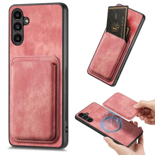 Funda de Teléfono Samsung Galaxy A13 5G Magnética con Bolsa de Tarjeta de Cuero Retro (Rosa)