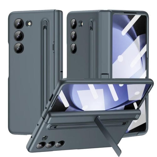 Funda para Teléfono Samsung Galaxy Z Fold5 5G a Prueba de Golpes Cuero Long Chi Grain (Verde)