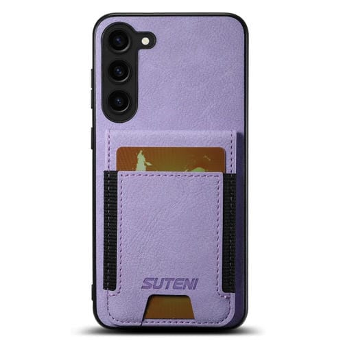 Funda para Teléfono Suteni H03 para Samsung Galaxy S22 + 5G con Soporte para Tarjeta de Cuero Litchi (Púrpura)