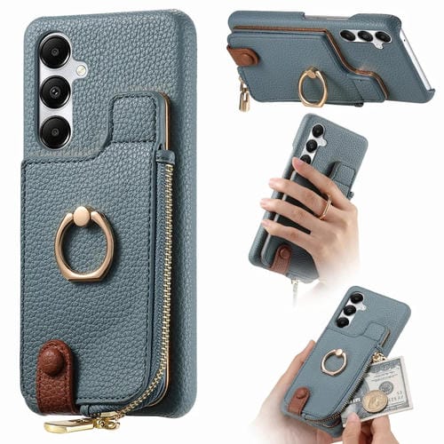Funda para Teléfono Samsung Galaxy A35 Litchi Leather Oil Edge Ring Zipper Wallet Back (Azul)