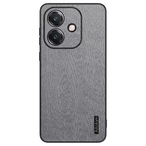 Funda de Cuero con Textura de Corteza de Árbol para Oppo A5 Pro Global, a Prueba de Golpes (Gris)
