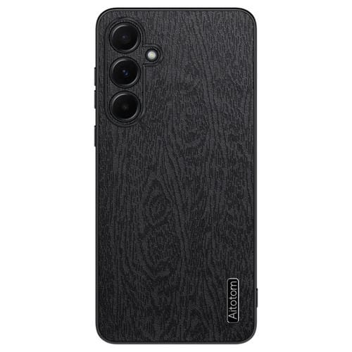 Funda de Teléfono Samsung Galaxy A55 a Prueba de Golpes Cuero Corteza de Árbol (Negro)