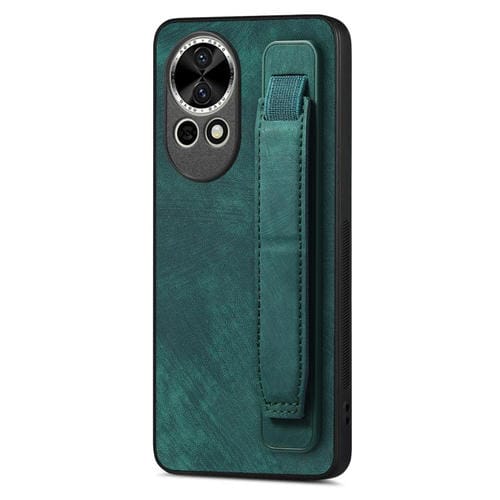 Funda de Cuero con Correa para la Muñeca Huawei Nova 13 Pro (Verde)