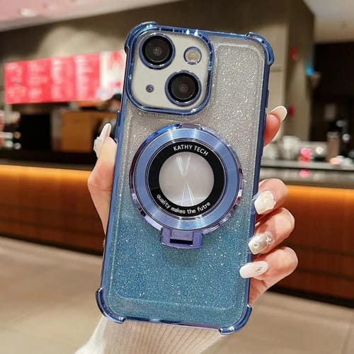 Funda para Teléfono Magsafe iPhone 15 con Brillo Degradado y Soporte Invisible (Azul Sierra) - MOVILSTORE