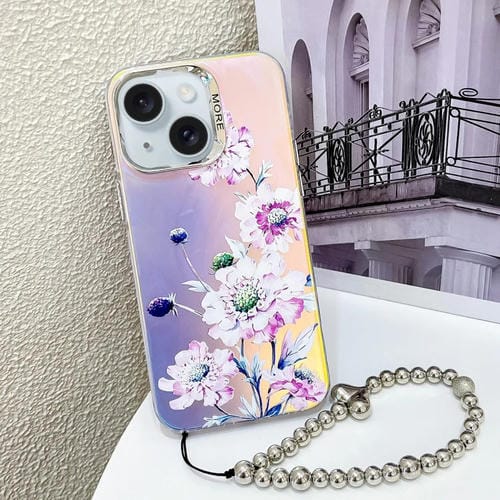 Funda para Teléfono iPhone 15 Zinnia Ah9 Flor Låser Galvanizada con Correa para Muñeca - MOVILSTORE