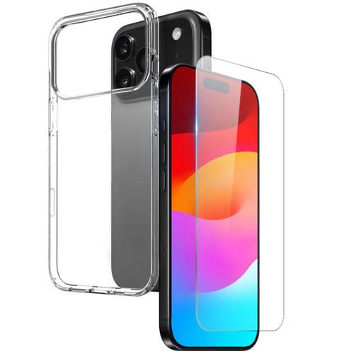 NORTHJO - Funda de TPU 2 en 1 para iPhone 17 Pro, protector de pantalla de vidrio templado (transparente)