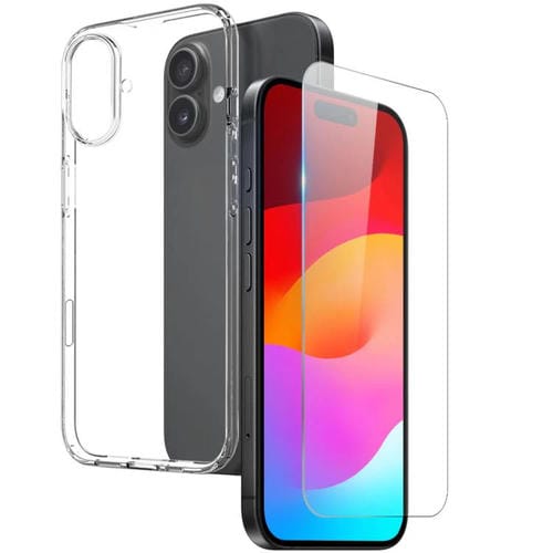 NORTHJO - Funda de TPU 2 en 1 para iPhone 17, protector de pantalla de vidrio templado (transparente)