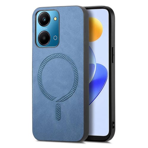 Funda Trasera Magnética de PU para Honor Play7T Retro Magsafe (Azul)
