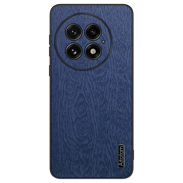 Funda para TelĂ©fono OnePlus 13 a Prueba de Golpes de Cuero con Corteza de Ărbol (Azul)