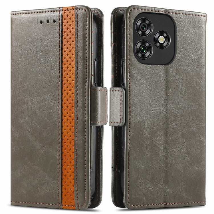 Funda de Cuero con Hebilla Magnética Doble para Teléfono Oukitel C53 Caseneo Splicing (Gris)