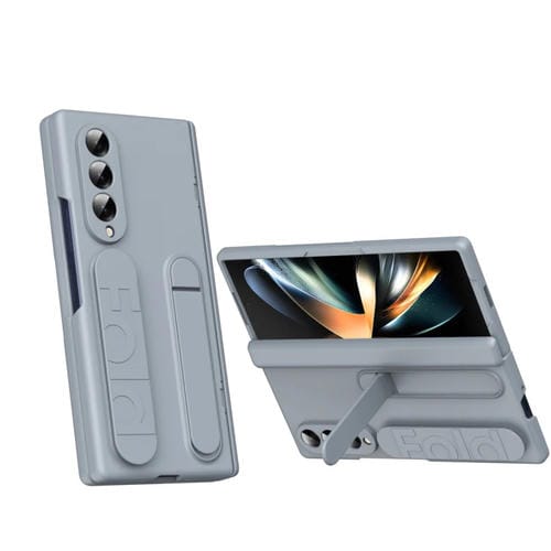 Funda para Teléfono Samsung Galaxy Z Fold4 Soporte Integrado Película Protectora (Gris)