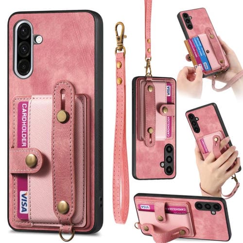 Funda Tipo Billetera Samsung Galaxy A36 Correa Cruzada Cuero (Rosa)