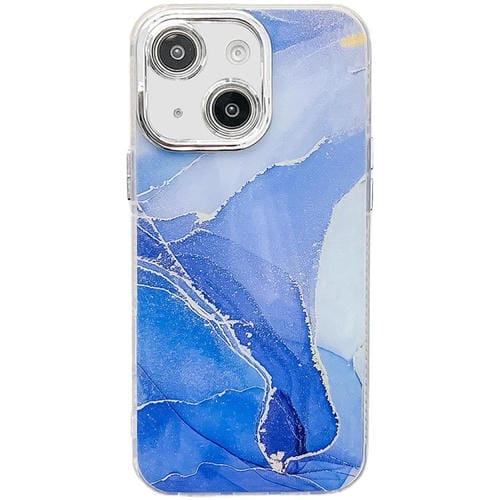 Funda para teléfono iPhone 15 textura Mármol Galvanizado (Azul Oscuro)