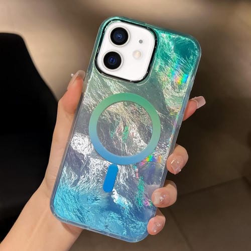 Estuche para Teléfono Magsafe iPhone 11 Textura Glaciar Degradado (Azul Plateado)