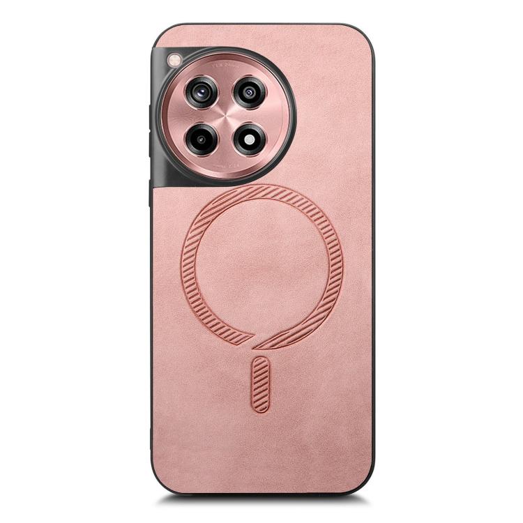 Funda para Teléfono OnePlus Ace 3/12R 5G con Tapa Trasera PU Magsafe Retro (Rosa)