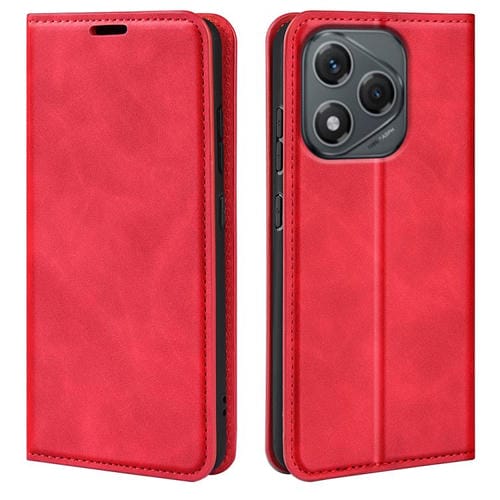 Funda de Cuero con Ventosa Magnética para Honor 400 Lite (Rojo) Estilo Retro