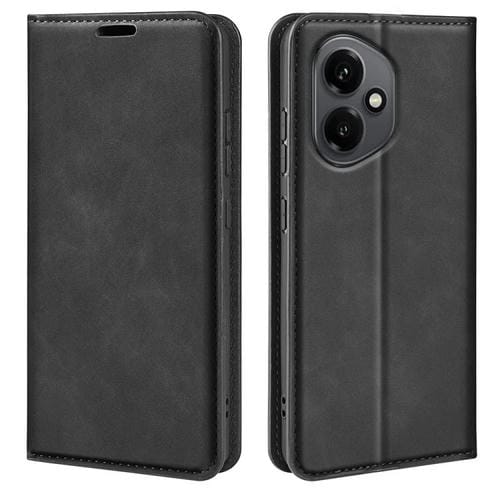 Funda de cuero con ventosa magnética para Honor 400 Global (156,5 mm) (negro)