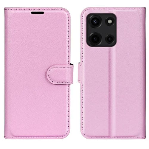 Funda de Cuero con Tapa Horizontal y Textura de Lichi para Motorola Moto G 5G (2025) con Soporte (Rosa)