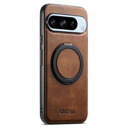 Funda para Teléfono Suteni G3 con Soporte Giratorio 360° y Cera de Aceite para Google Pixel 8 Pro (Marrón)