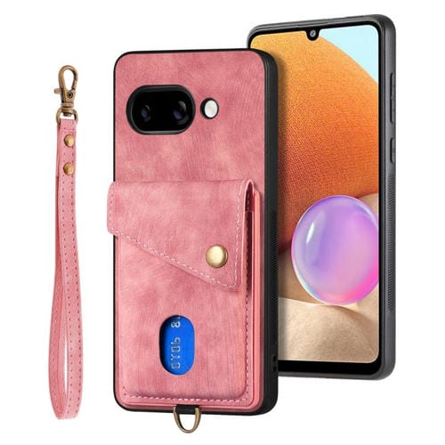 Funda de Cuero Plegable Tipo Billetera con Correa para Google Pixel 9A (Rosa)