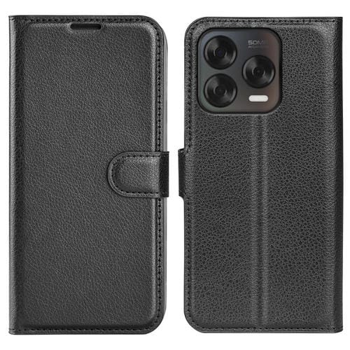 Funda de Cuero con Tapa Horizontal y Textura de Lichi para ZTE Blade V70 Vita con Soporte (Negro)