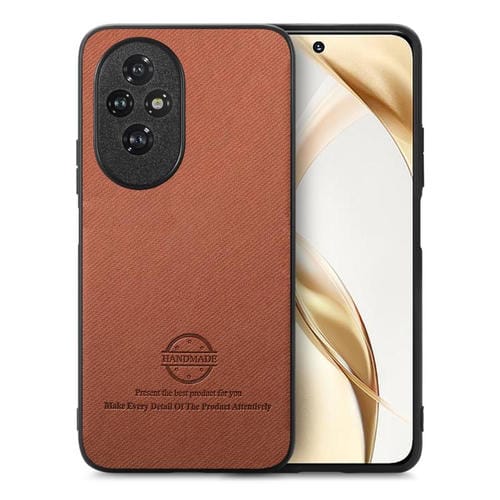 Funda para Teléfono Honor 200 con Parte Trasera de Piel y Tejido de Sarga (Marrón)