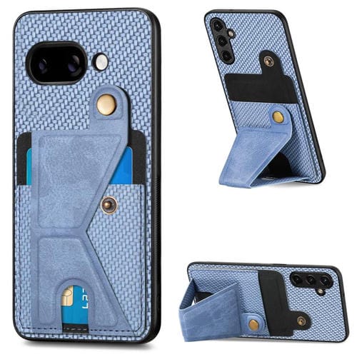 Funda Tipo Cartera Fibra de Carbono con Tarjetero en K para Google Pixel 9A (Azul)