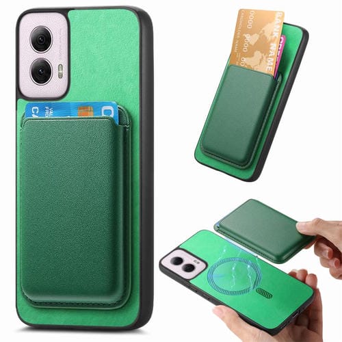 Funda Trasera de PU con Tarjetero Magsafe para Motorola Moto G 5G (2024) (Verde)