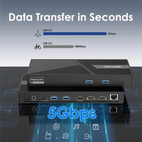 Estación de carga WAVLINK UG69PD24 12 en 1 PD 100 W para Thunderbolt 4/3 (Reino Unido)