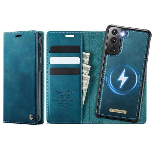 Funda de cuero desmontable CaseMe C49 con bloqueo RFID magnético para Samsung Galaxy S21 FE 5G (verde)