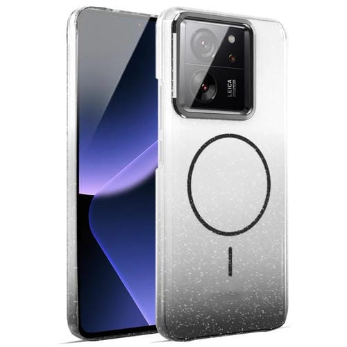 Funda MagSafe a prueba de golpes para Xiaomi 13T/13T Pro con purpurina dorada y degradado (negro)