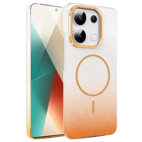 Funda MagSafe a prueba de golpes para Xiaomi Redmi Note 13 4G con purpurina dorada y degradado (dorada)