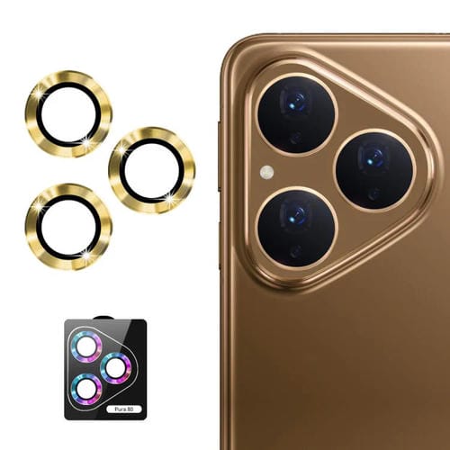 Película de vidrio templado ENKAY 9H para lente trasera de Huawei Pura 80 5G, aleación de aluminio (dorado)