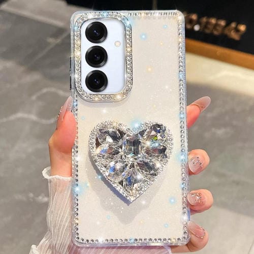 Funda transparente con forma de corazón y diamantes brillantes para Samsung Galaxy S25+ 5G
